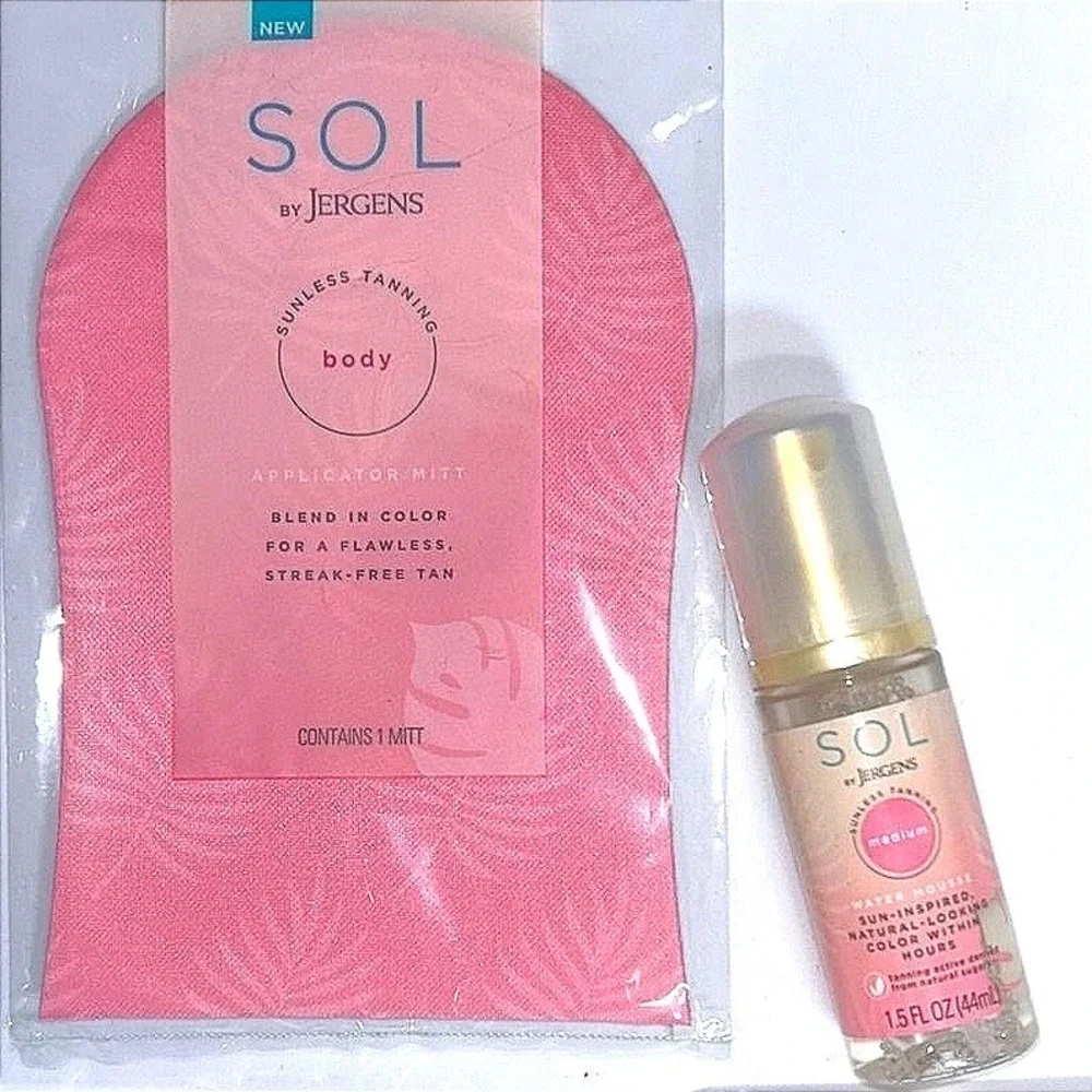 SOL by Jergens Self Tanner Mousse 1.5 oz & Applicator‎ Mitt Set NWT